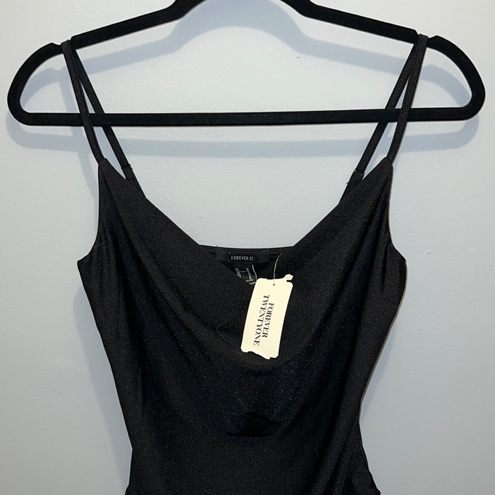 NWT Forever 21 Black Shimmer Stretch Bodysuit Size M